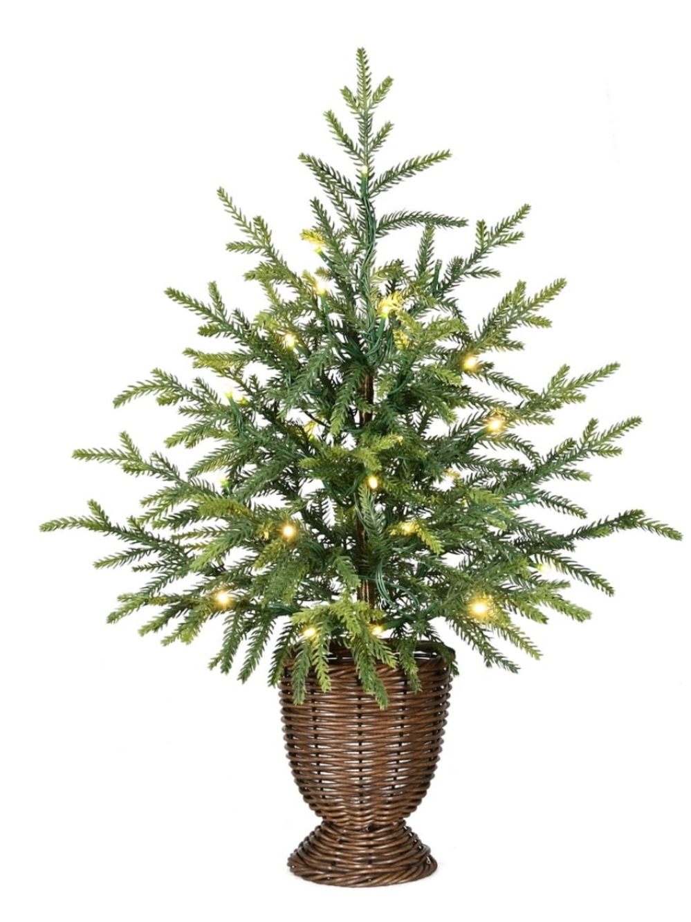 My Texas House 2' Small Pre-Lit Norfolk Pine Green Artificial Christmas Tree